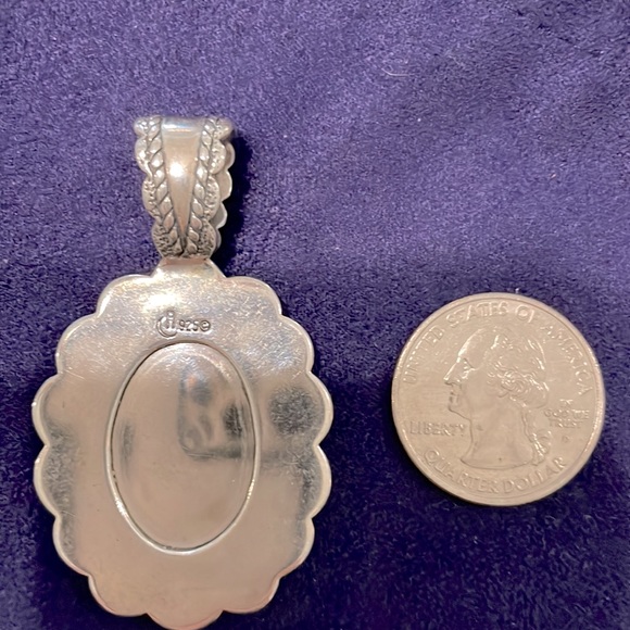 HP💕 Pollack Relios Sterling Silver 925 Multi-Stone Inlay Pendant Vintage - Picture 13 of 14